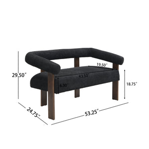 Round Armrest Loveseat (Black + Brown)