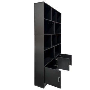 70.87" Tall Bookshelf with 10 Cubes and 3 Doors
