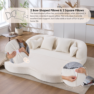 2-in-1 Foldable Sofa Bed with 4 Pillows