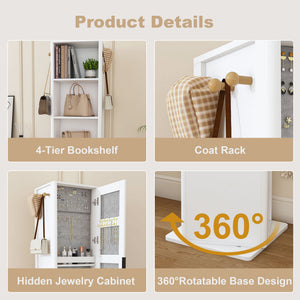 360° Rotating Makeup Cabinet With Full Length Mirror