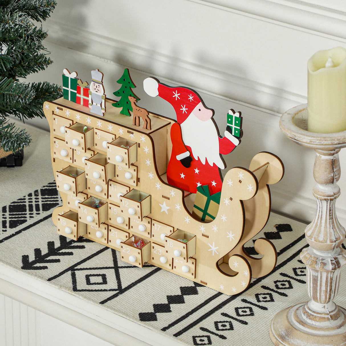 HOMCOM Christmas Advent Calendar with 24 Countdown Drawers