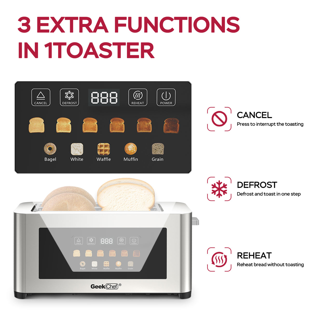 4-Slice Toaster with Extra-Wide Entrance and LED Display