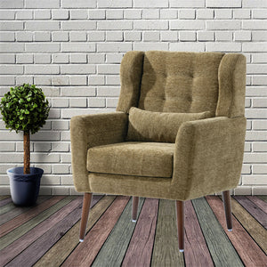 Modern Accent Chair, Arm Chairs For Living Room, Upholstered Mordern Armchair, Comfy Soft Padded Lounge Chair In Small Space, Bedroom, With Pillow, Solid Wood Leg