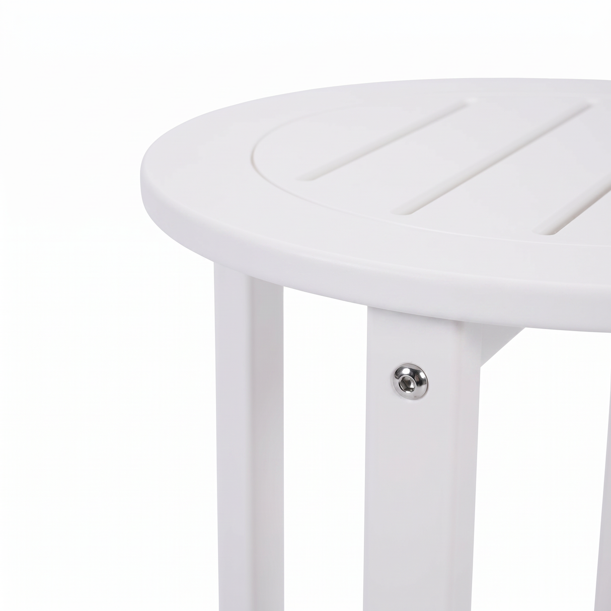 White HDPE Outdoor Side Table, 16 in. Round All-Weather Patio End Table