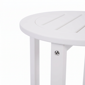 White HDPE Outdoor Side Table, 16 in. Round All-Weather Patio End Table