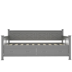 Modern Daybed With 2 Large Drawers, X Shaped Frame