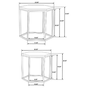 2 Piece Nesting Table With Hexagon Base - Brown