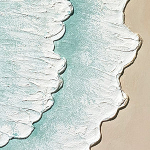 24x32 Framed Ocean Wave Wall Art Set with 3D Plaster Texture - Aqua