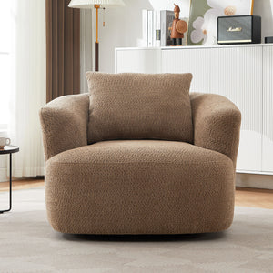 360° Swivel Barrel Sofa Chair With Throw Pillow, Upholstered Accent Chair