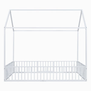 Metal House Bed With Fence And Door