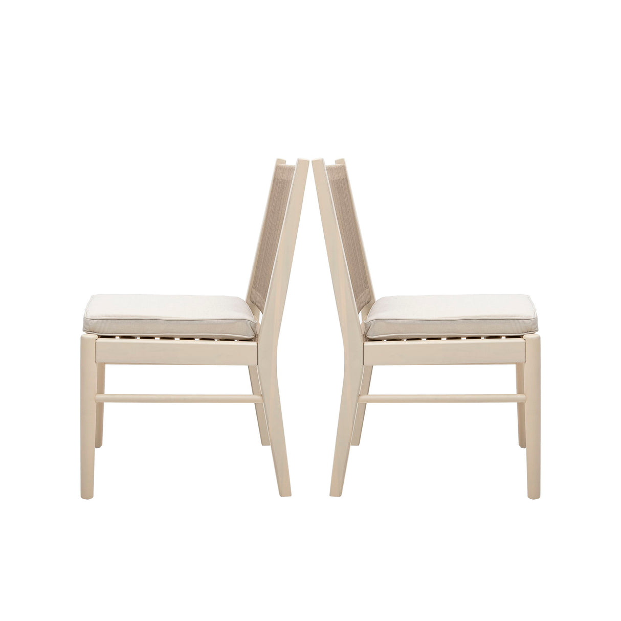 Cordoba - Dining Chair (Set of 2) With Acacia Wood Frame And Water Repellent Fabric - Beige / Yellow