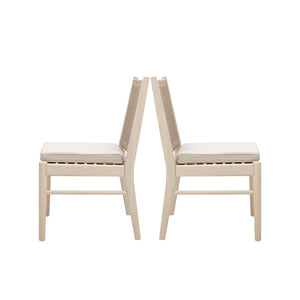 Cordoba - Dining Chair (Set of 2) With Acacia Wood Frame And Water Repellent Fabric - Beige / Yellow