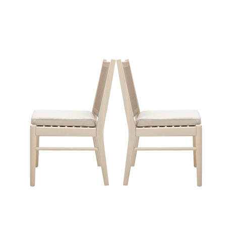Cordoba - Dining Chair (Set of 2) With Acacia Wood Frame And Water Repellent Fabric - Beige / Yellow