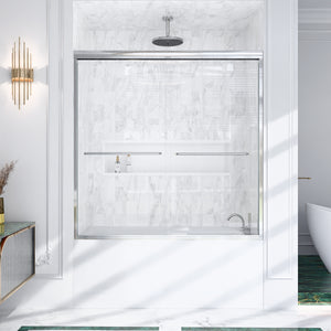 56-60"W x 60"H Semi-Frameless Double Sliding Shower Door