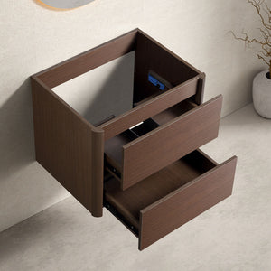 Wall Mounted Bathroom Vanity With Soft Close Drawer - Black Brown