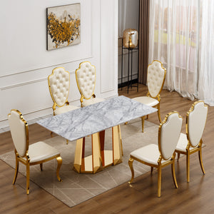 Marble Dining Table for 6 People
