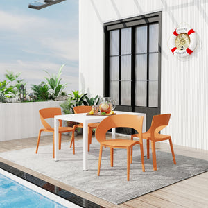 4 Piece Set Of Modern Designed Single Chairs With Long Table