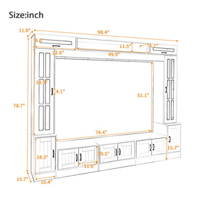 Wall Unit Entertainment Center With Bookshelves For TVs Up To 80"