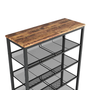 Industrial Shoe Rack with 4 Mesh Shelves