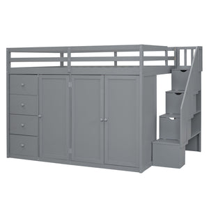 Loft Bed With Built In Wardrobes, Cabinets And Drawers