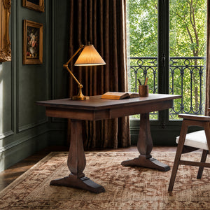 Whitmore 55-Inch Reclaimed Pine Wood Writing Desk, Java Brown