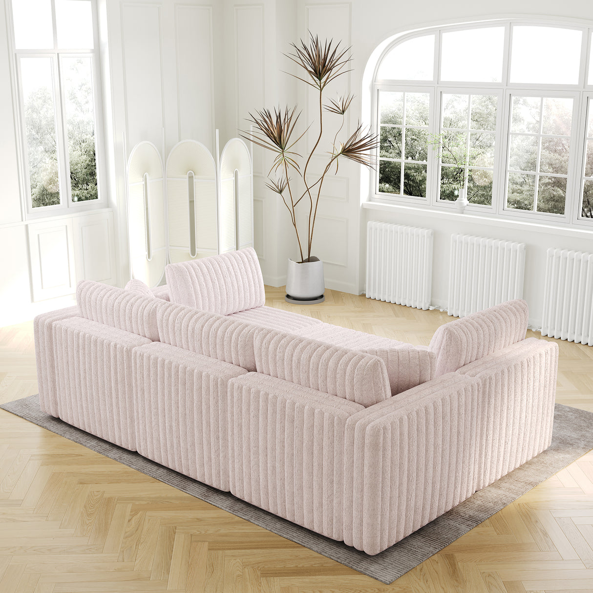 106.3" Soft U-Shaped 6-Person Sofa with Matching Ottoman