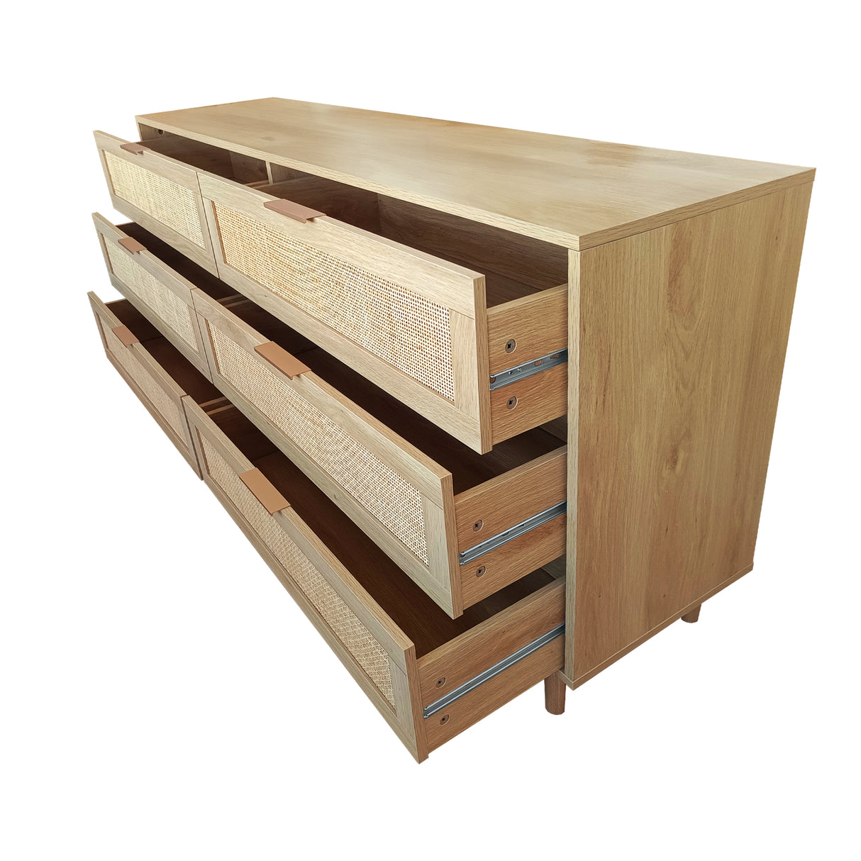 59.06" 6-Drawers Rattan Storage Cabinet