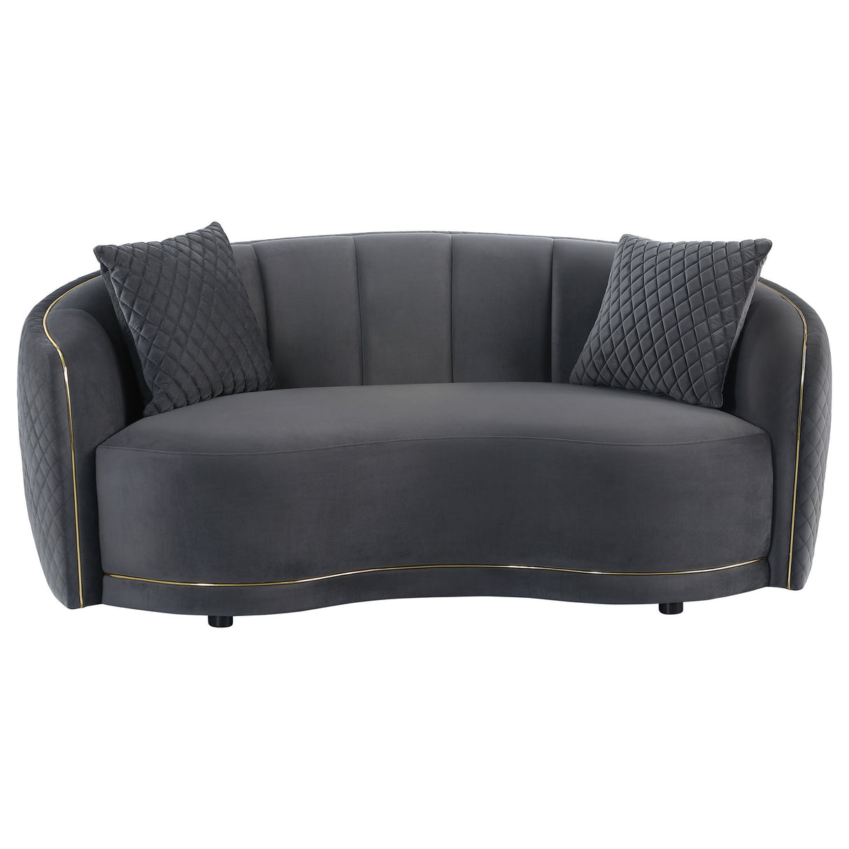 Lorraine - 2 Piece Upholstered Sofa Set With Tufting Trim - Dark Gray