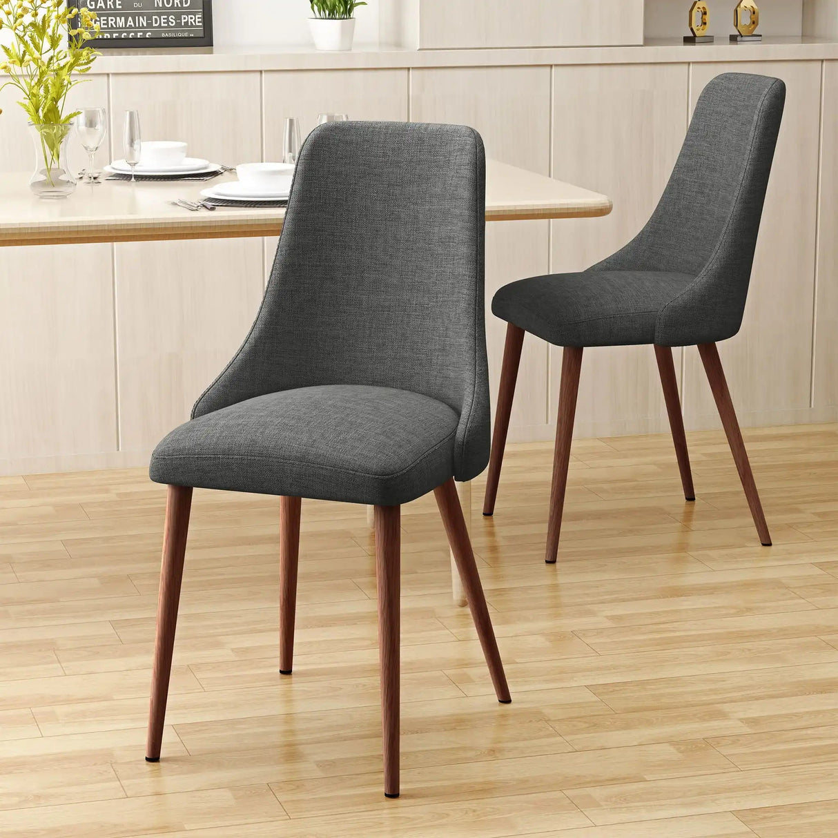 Mid Century Modern Fabric Armless Dining Chair - Best Buy Furniture