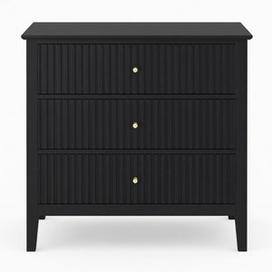 Fluted 3 Drawer Nightstand With Soft Close Slides