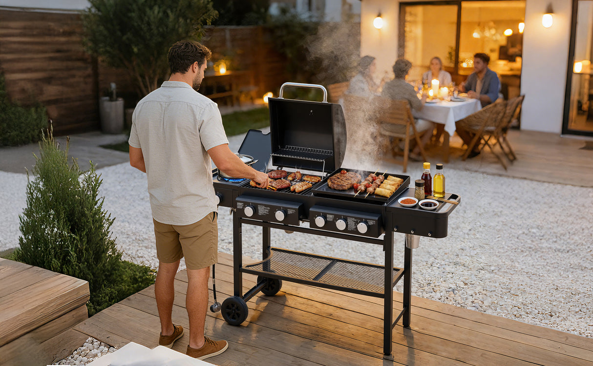 All-in-One Propane Gas Grill with Grilling & Griddling Functions