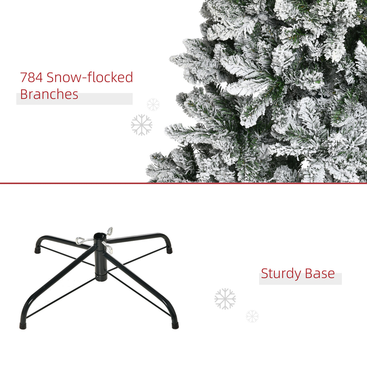 HOMCOM 9ft Unlit Snow-Flocked Slim Pine Artificial Christmas Tree