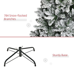HOMCOM 9ft Unlit Snow-Flocked Slim Pine Artificial Christmas Tree