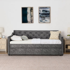 Daybed With Pop Up Trundle And USB Charging Armrest