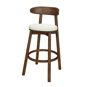 Round Cushion Bar Stools (Walnut + Beige)