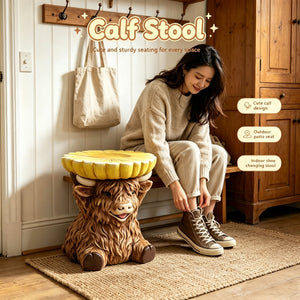 Highland Cow Stool with Sunflower Top