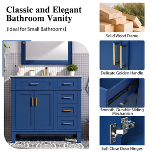 Modern Bathroom Vanity With Ceramic Sink, Soft Close Storage Cabinet