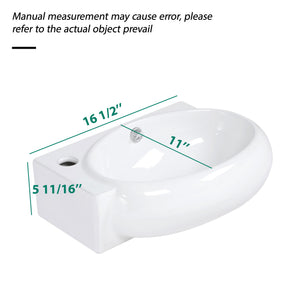 Modern Aesthetic Rectangle Wall Mount Bathroom Sink With Single Faucet Hole