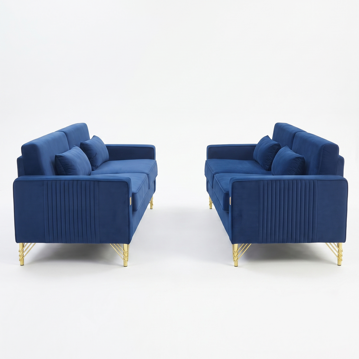 Royal Blue Velvet 2-Piece Sofa Set