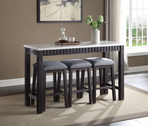 Necalli - Marble Top Weathered 4 Piece Pack Counter Height Table Set - Espresso - Best Buy Furniture