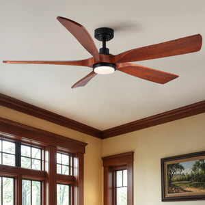Ceiling Fan With Light And Remote Control, Noiseless, Dimmable, 6 Speeds Reversible For Indoor Or Covered Outdoor Use - Matte Black