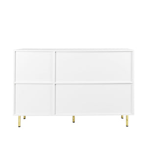 3 Door Large Storage Sideboard With Handles For Kitchen, Dining Room And Living Room, Accent Buffet Cabinet, Coffee Bar Sideboard Cabinet With 3 Doors - White / Gold