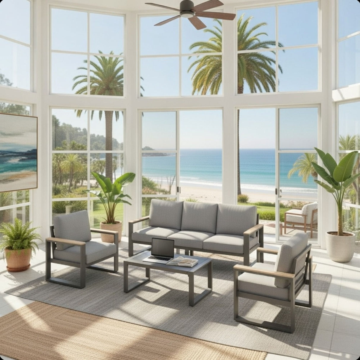 Modern Outdoor Sofa Set With Coffee Table