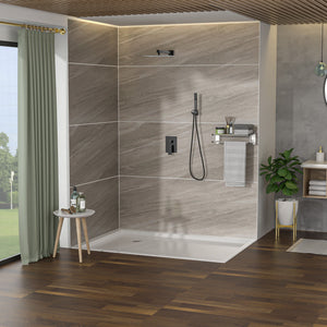 10" Square Dual Shower Head System Wall Mounted With Rough In Valve Modern Bathroom Fixture