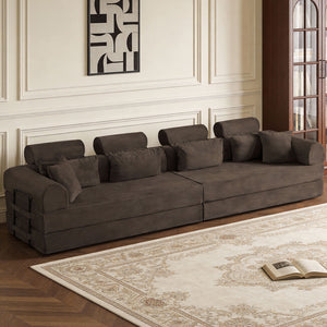Modern L-Shape Modular Sectional Sofa, Compressed Design