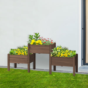 Outsunny Raised Garden Bed with 3 Planter Box
