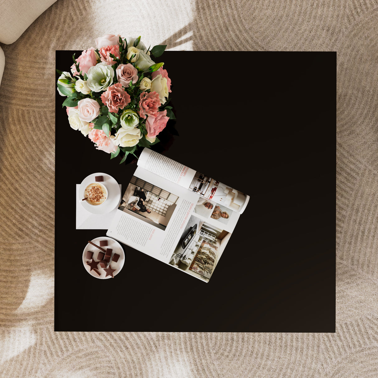 Square Glass Coffee Table in 33.5"