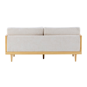 Emir 72" Square Arm 3-Seater Boucle Sofa with Cane Rattan and Wooden Frame