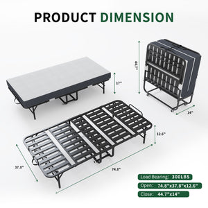 Twin Folding Bed With Memory Foam Mattress Portable Rollaway Bed Sturdy Metal Frame - Brushed Nickel