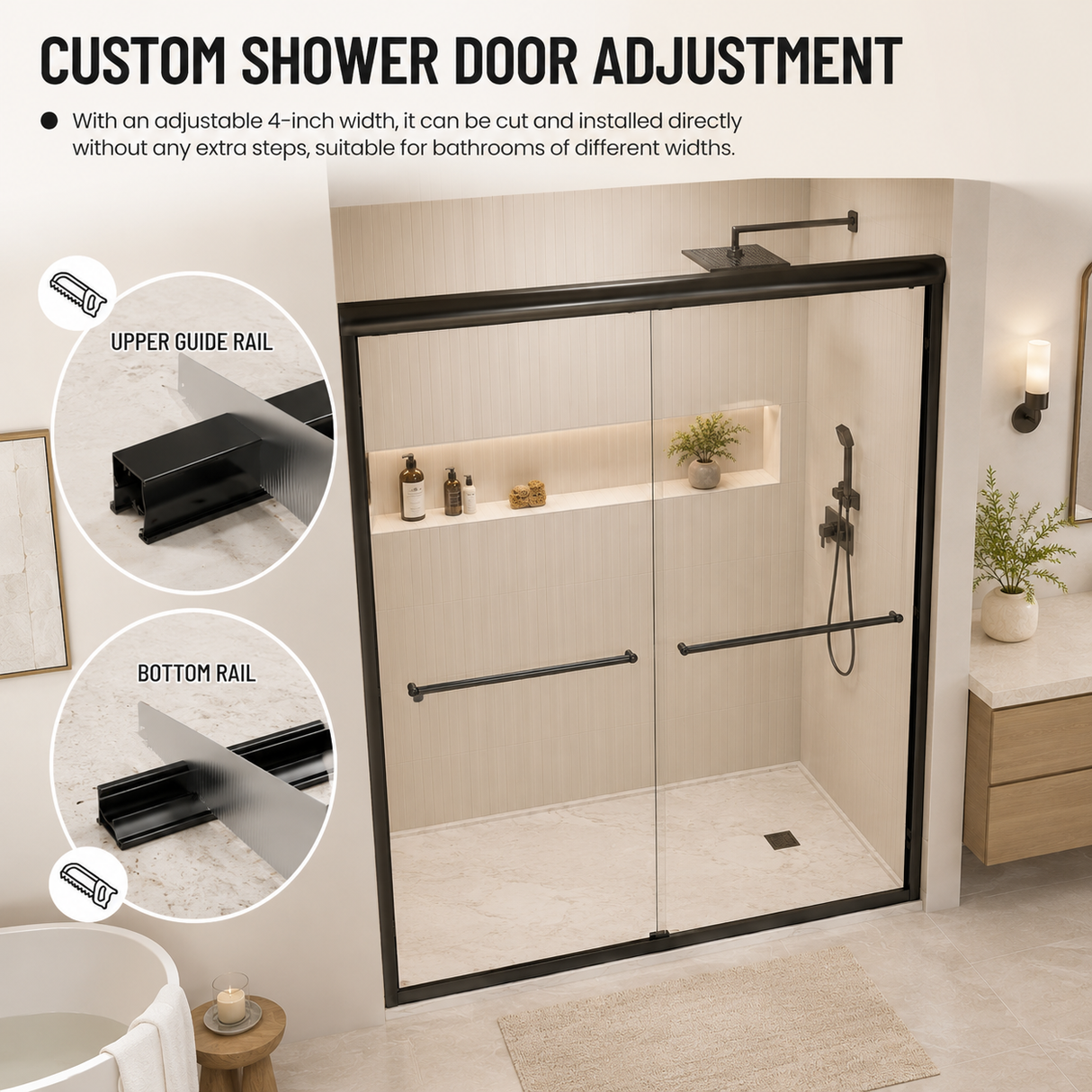50-54" W x 72" H Framed Double Sliding Shower Door